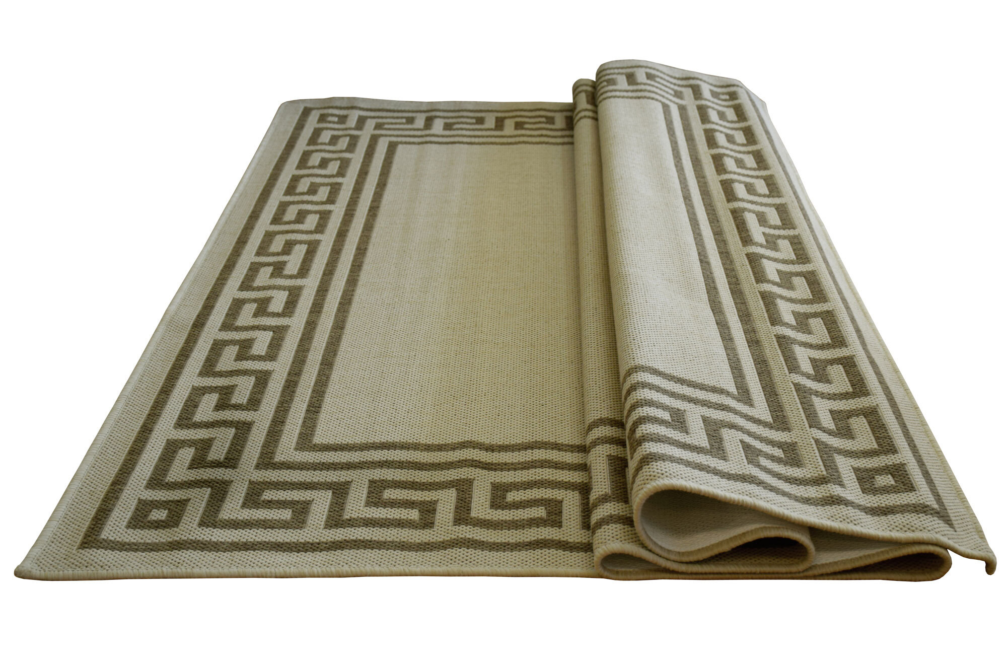 Soleil Beige Greek Key Border Rug