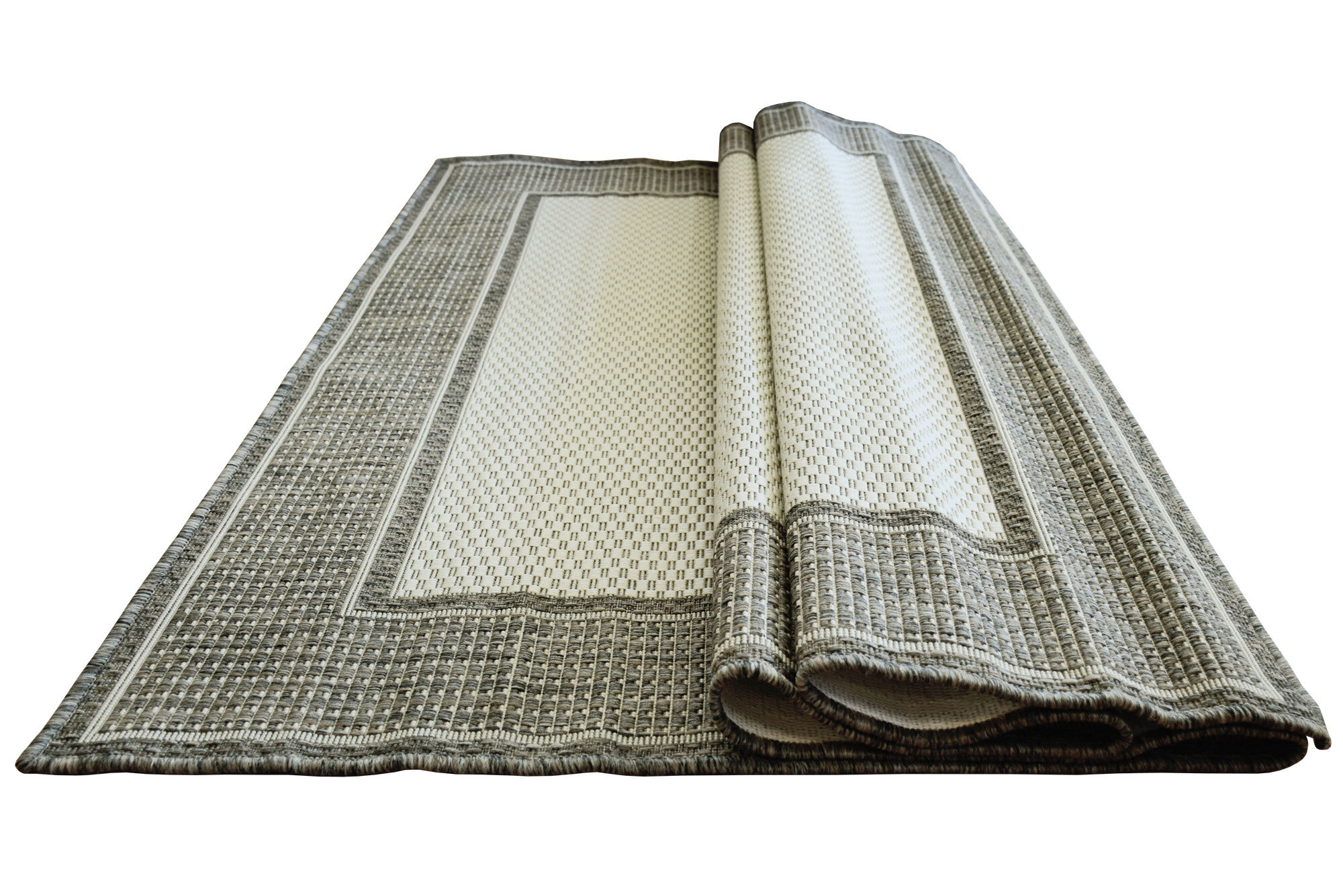 Large View Soleil Beige Border Flatweave Rug