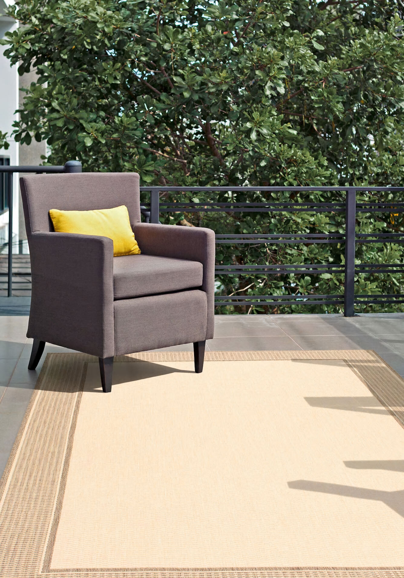 Large View Subi Beige Border Flatweave Rug