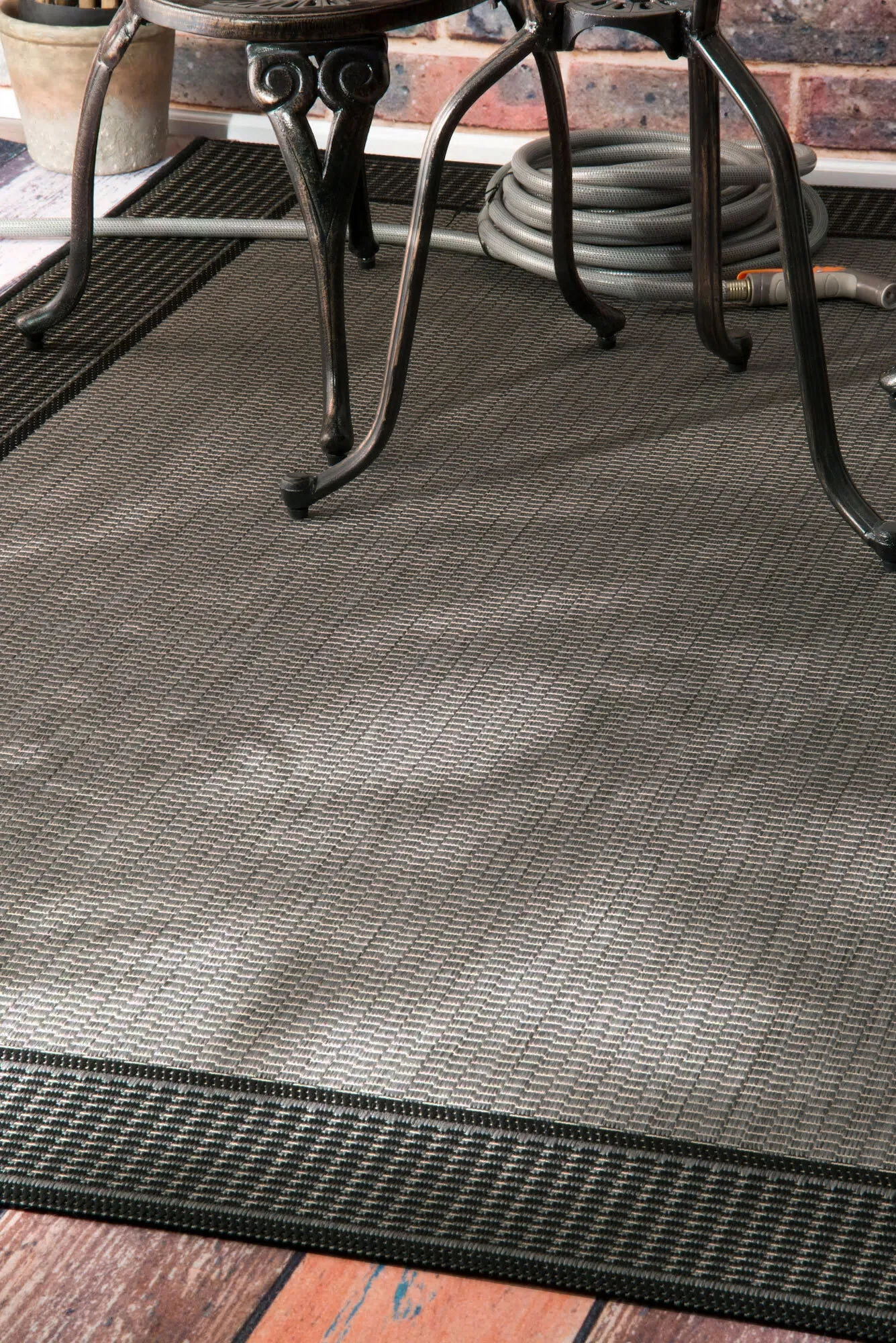 Large View Subi Brown Border Flatweave Rug