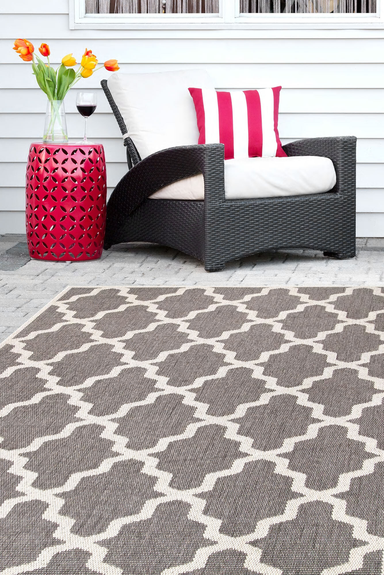 Subi Brown Trellis Flatweave Rug