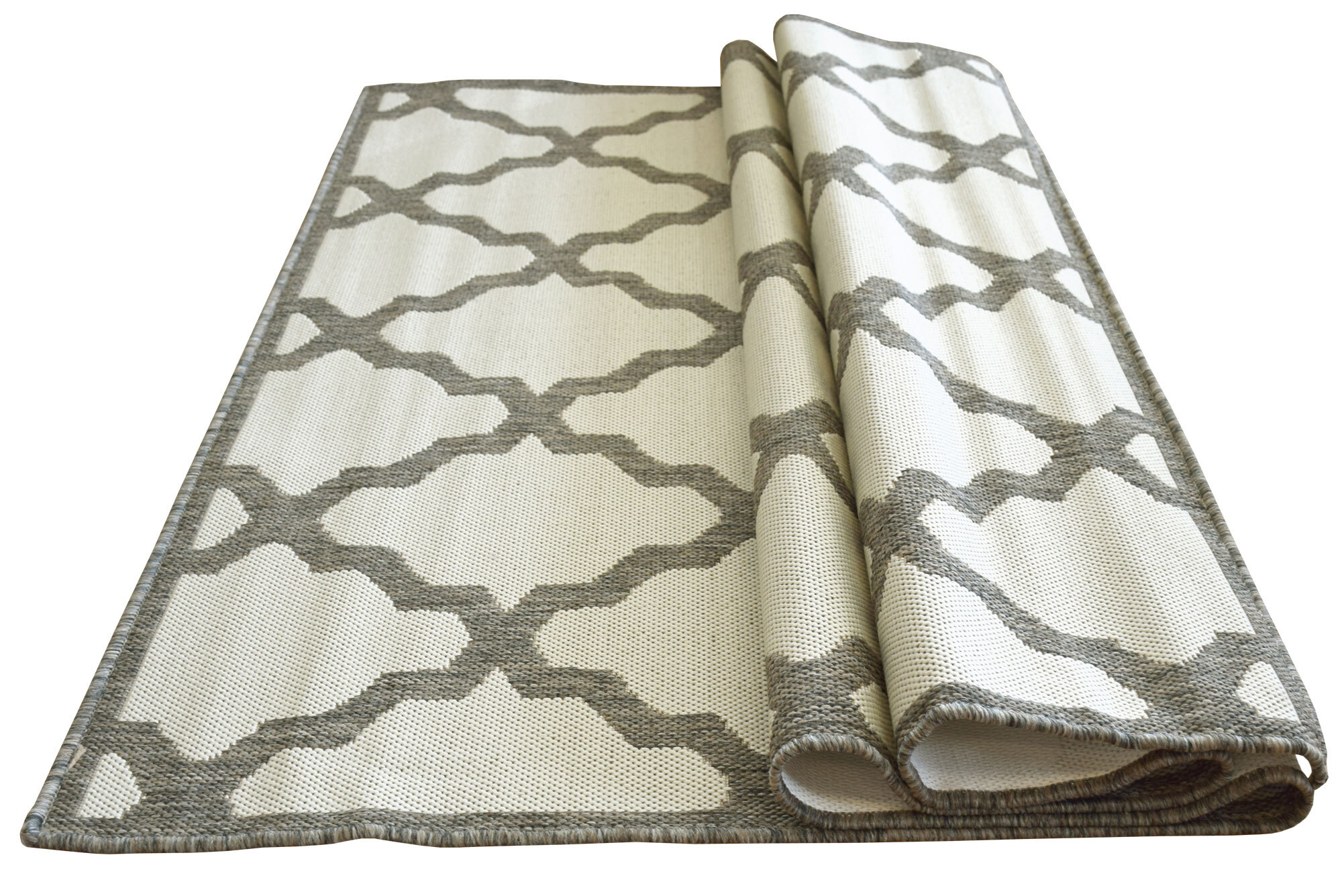 Large View Soleil Ivory Flatweave Trellis Rug