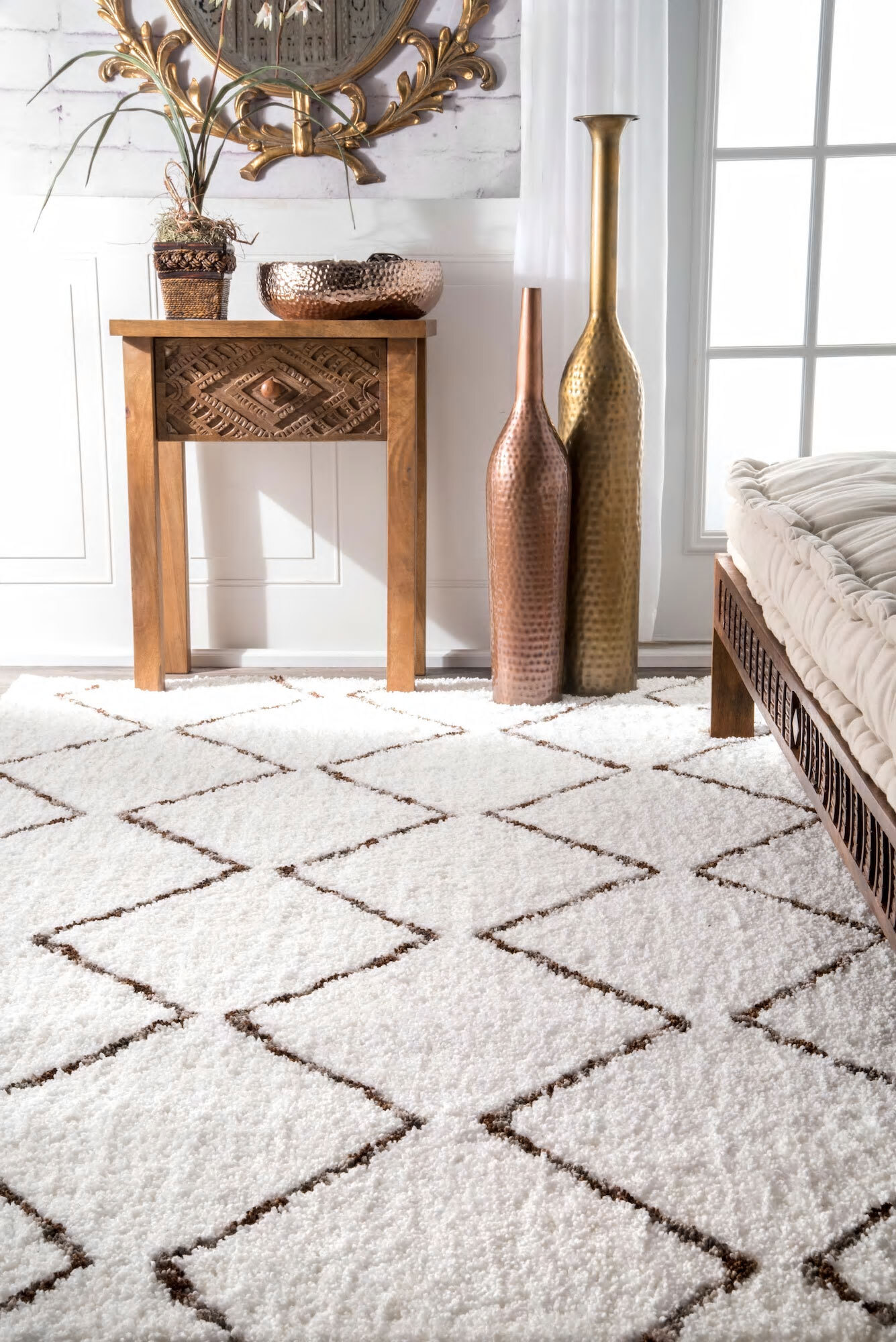 Large View Symphony Trellis Shaggy Rug
