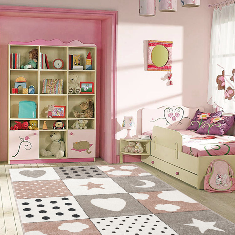 Large View Sunny Square Pattern Kids Rug