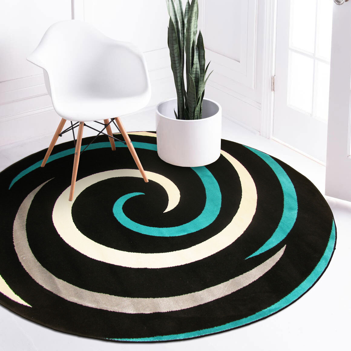 Large View Sky Modern Swirl Pattern Rug
