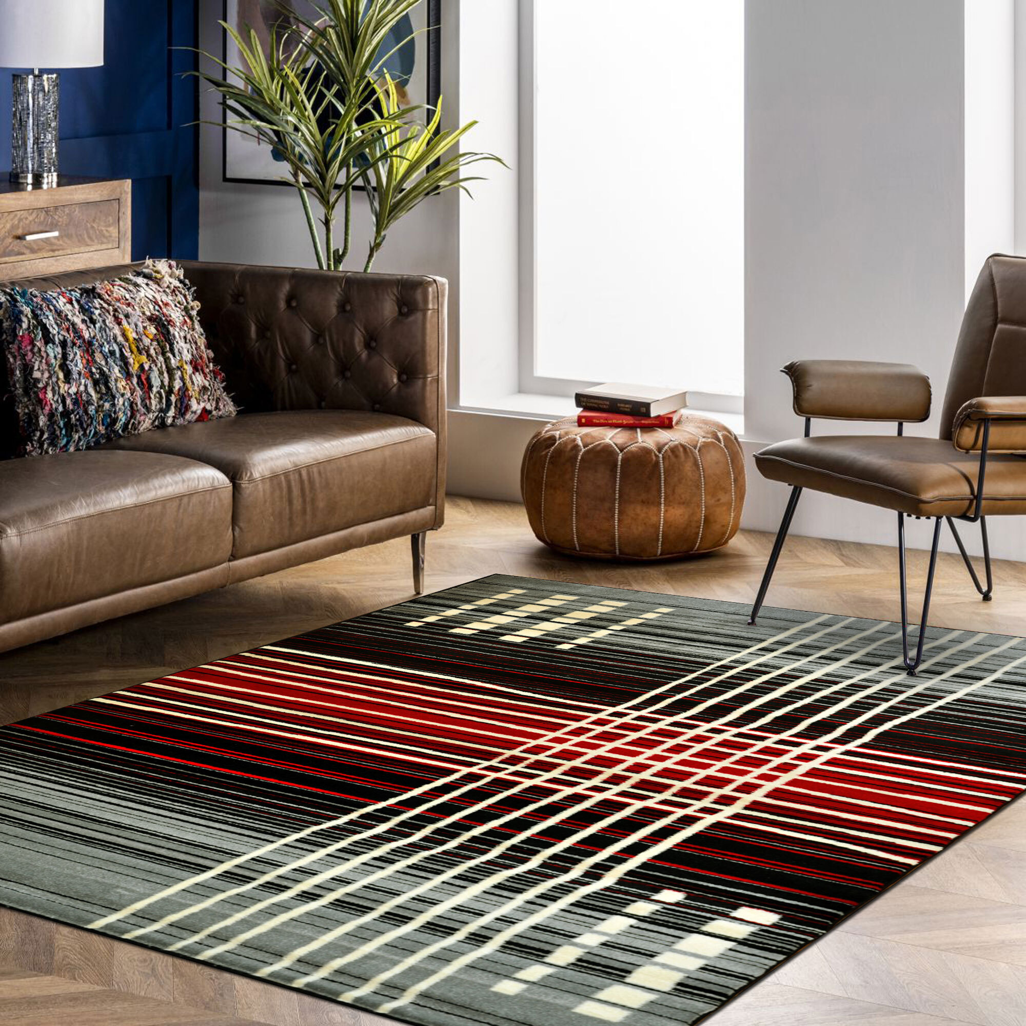 Large View Sky Modern Striped Rug