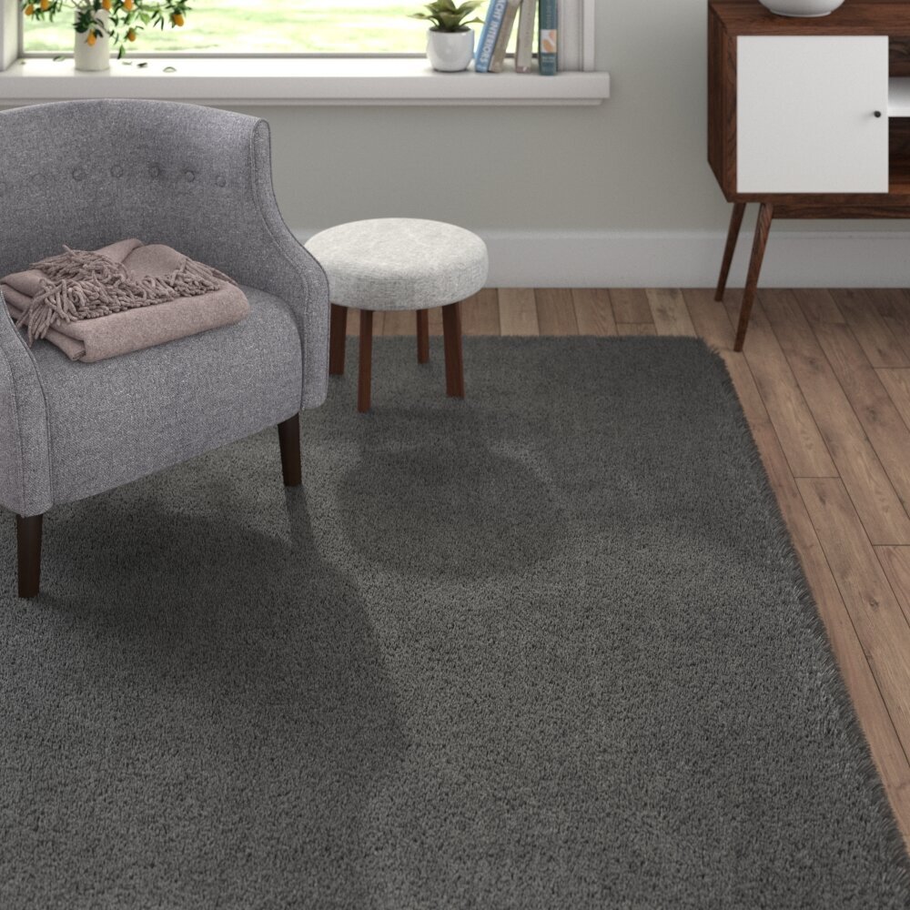 Silky Plain Grey Thick Shaggy Rug