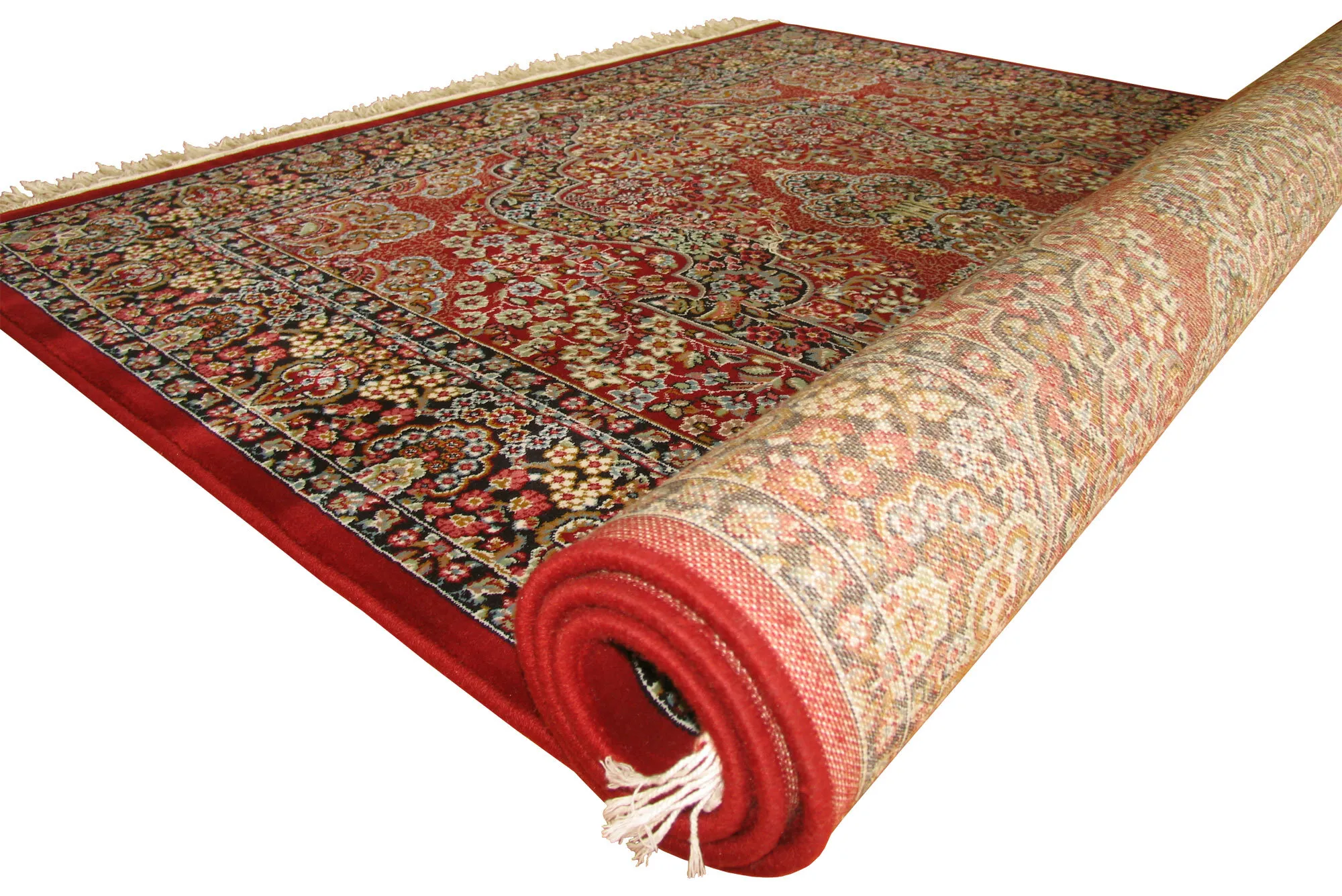 Tapis Red Traditional Fringed Rug