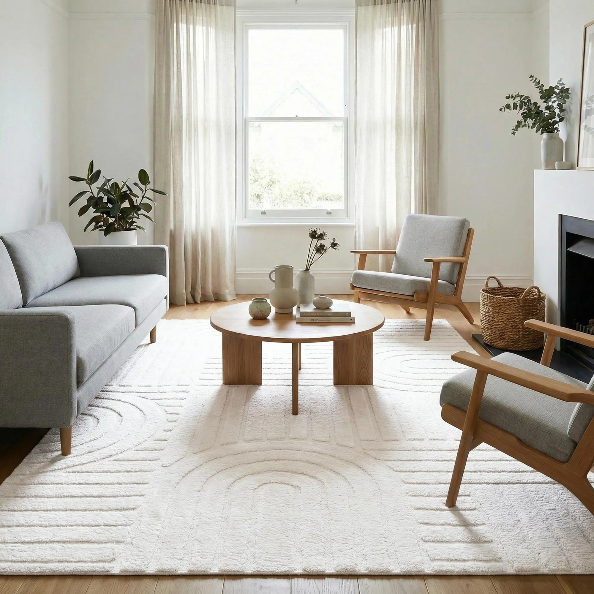 Viper White Modern Arch Rug