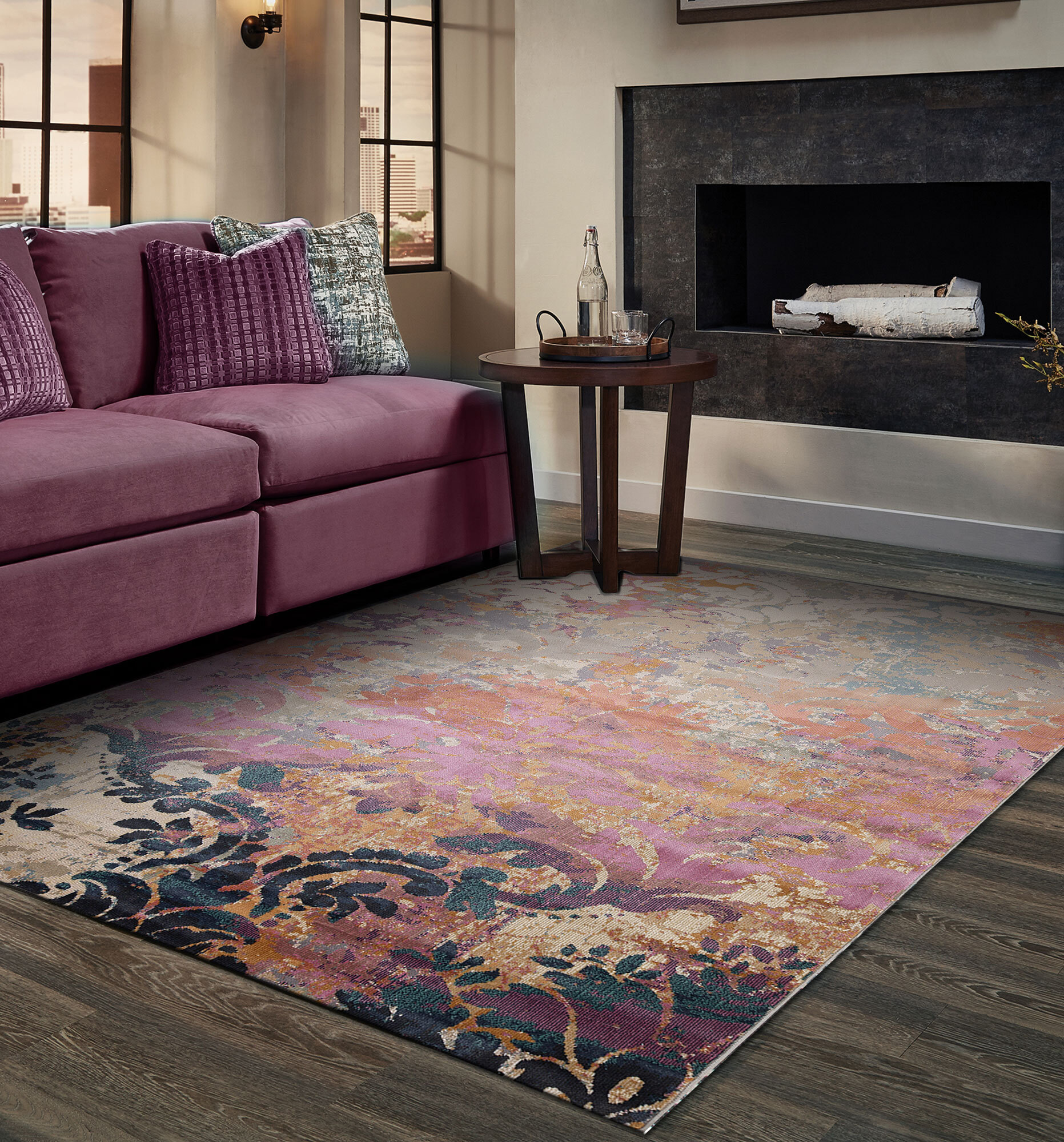 Large View Wazir Transitional Floral Rug