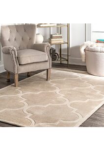 Mia Beige Hand Carved Trellis Rug