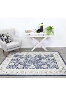 Alfred Blue Traditional Border Rug