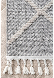Aroma Grey Moroccan Fringed Rug