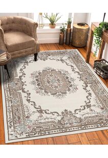 Abbie Cream Aubusson Floral Rugs