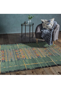 Aperto Green Tribal Pattern Rug