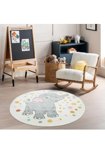 Candy Elephant Kids Round Rug