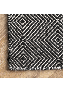 Dhurrie Black Flatweave Wool Rug