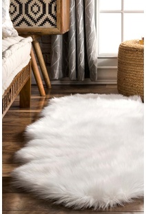 Fluffy White Fur Faux Sheepskin Rug