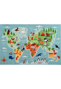 Kids World Map Sea Rug