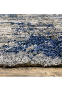 Kupa Blue Abstract Shaggy Rug