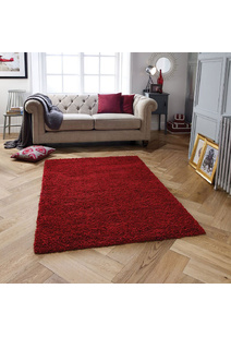 Lara Plain Red Shaggy Rug