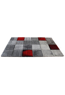 Lucia Red Square Pattern Rug