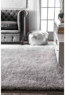 Liam Thick Plain Shaggy Silver Rug