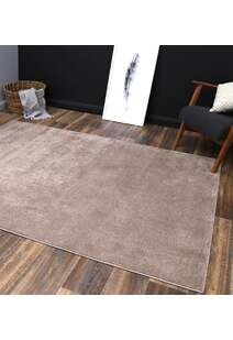 Macey Plain Brown Plush Rug