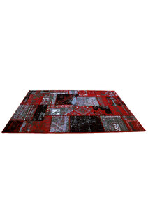 Paris Carved Red Patchwork Rug