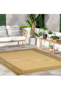 Sama Beige Greek Key Border Rug