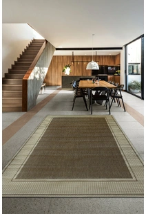 Soleil Tan Border Flatweave Rug