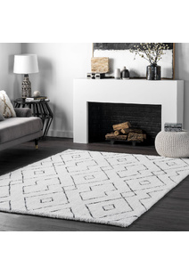 Symphony Moroccan White Shag Rug