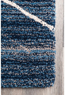 Symphony Blue Striped Shag Rug
