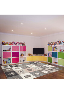 Sunny Square Pattern Kids Rug