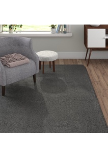 Silky Plain Grey Thick Shaggy Rug