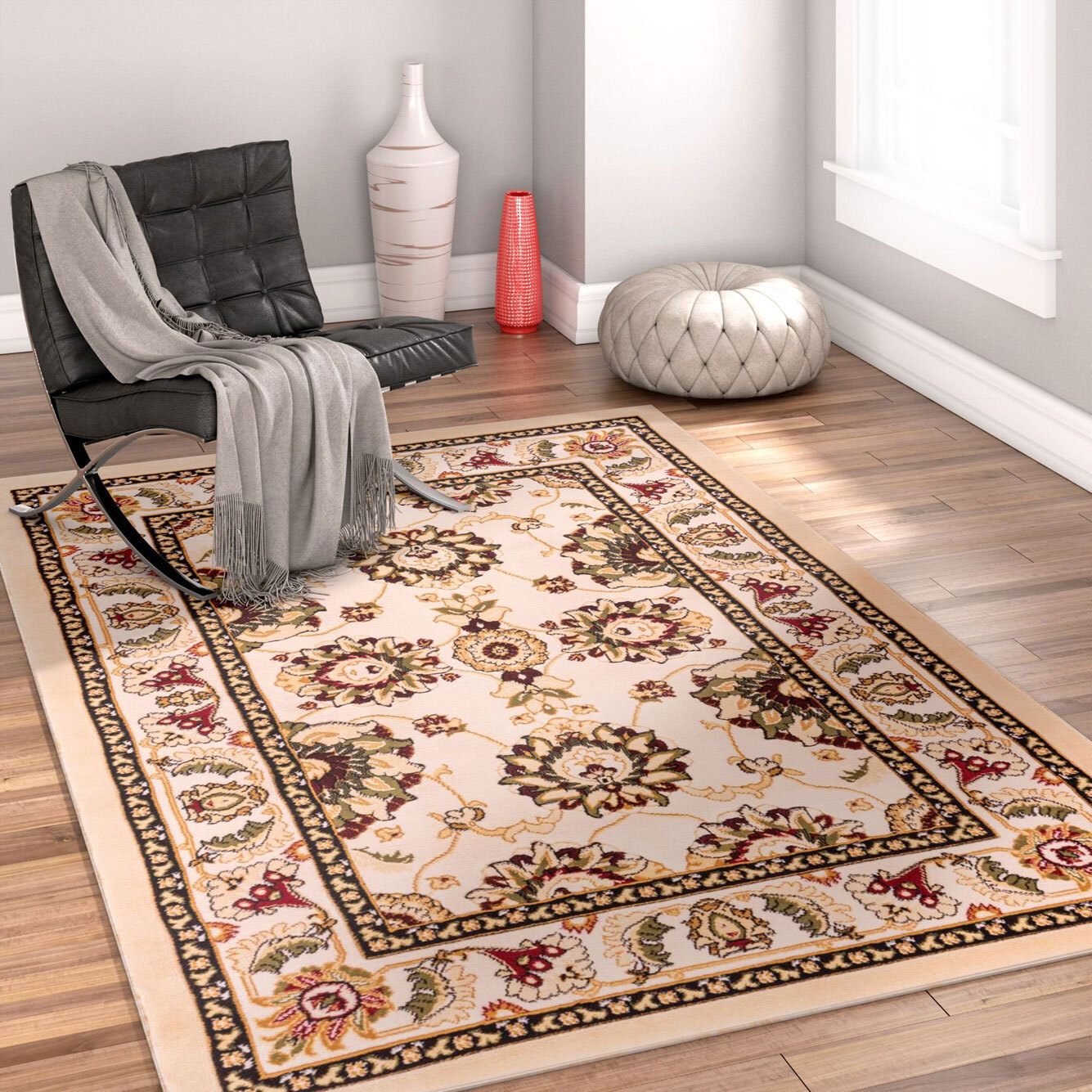 Large View Atlanta Traditional Classic Cream Rug