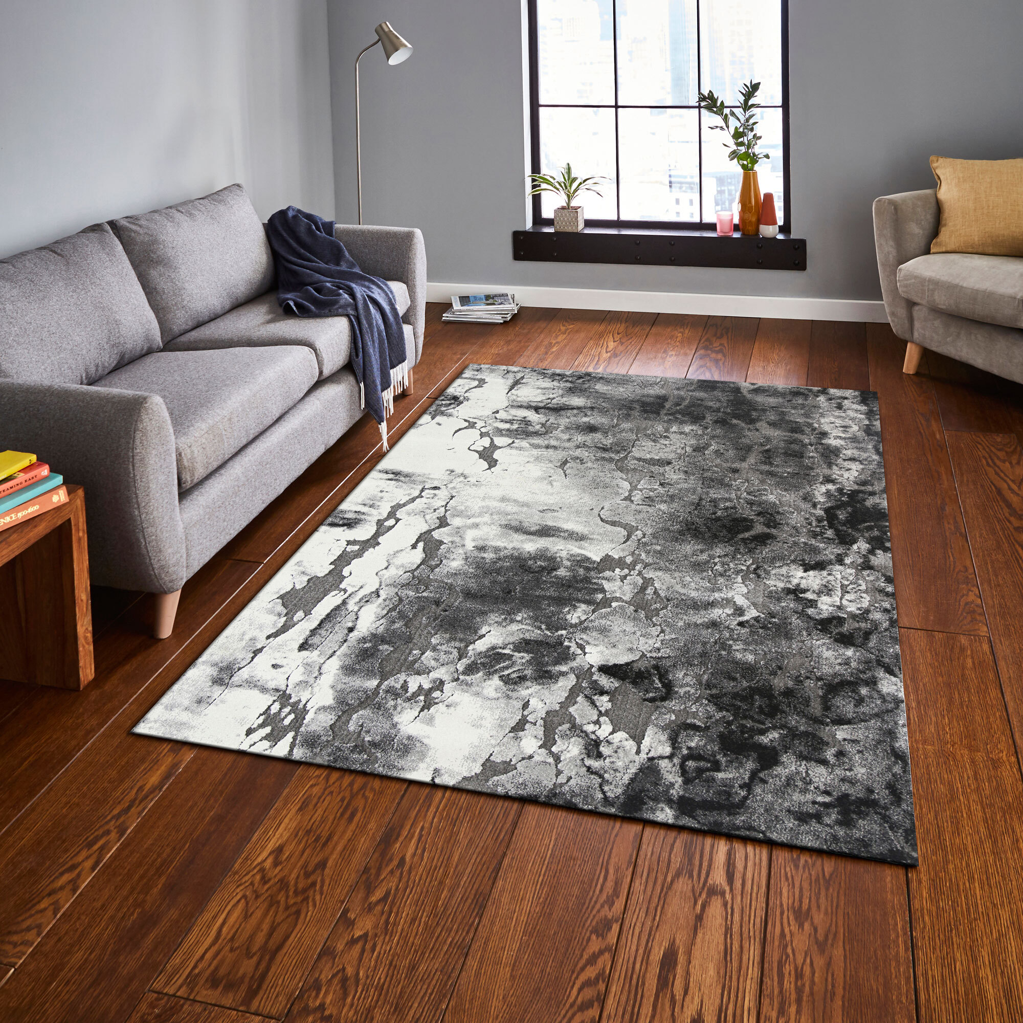 Large View Aloha Grey Marble Design Rug