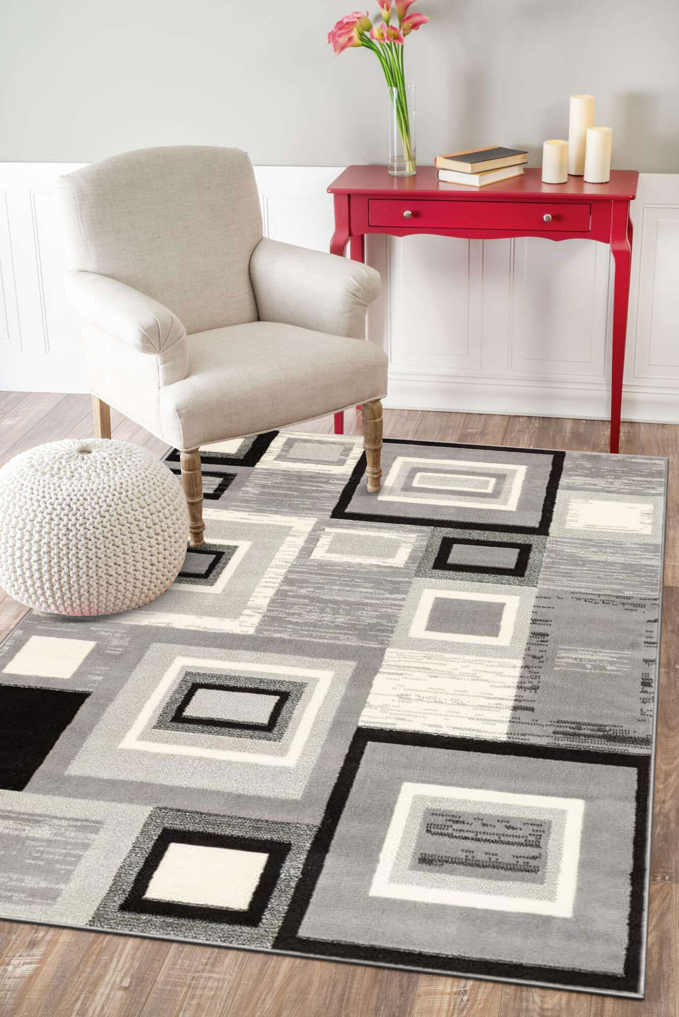Large View Axel Modern Square Pattern Rug