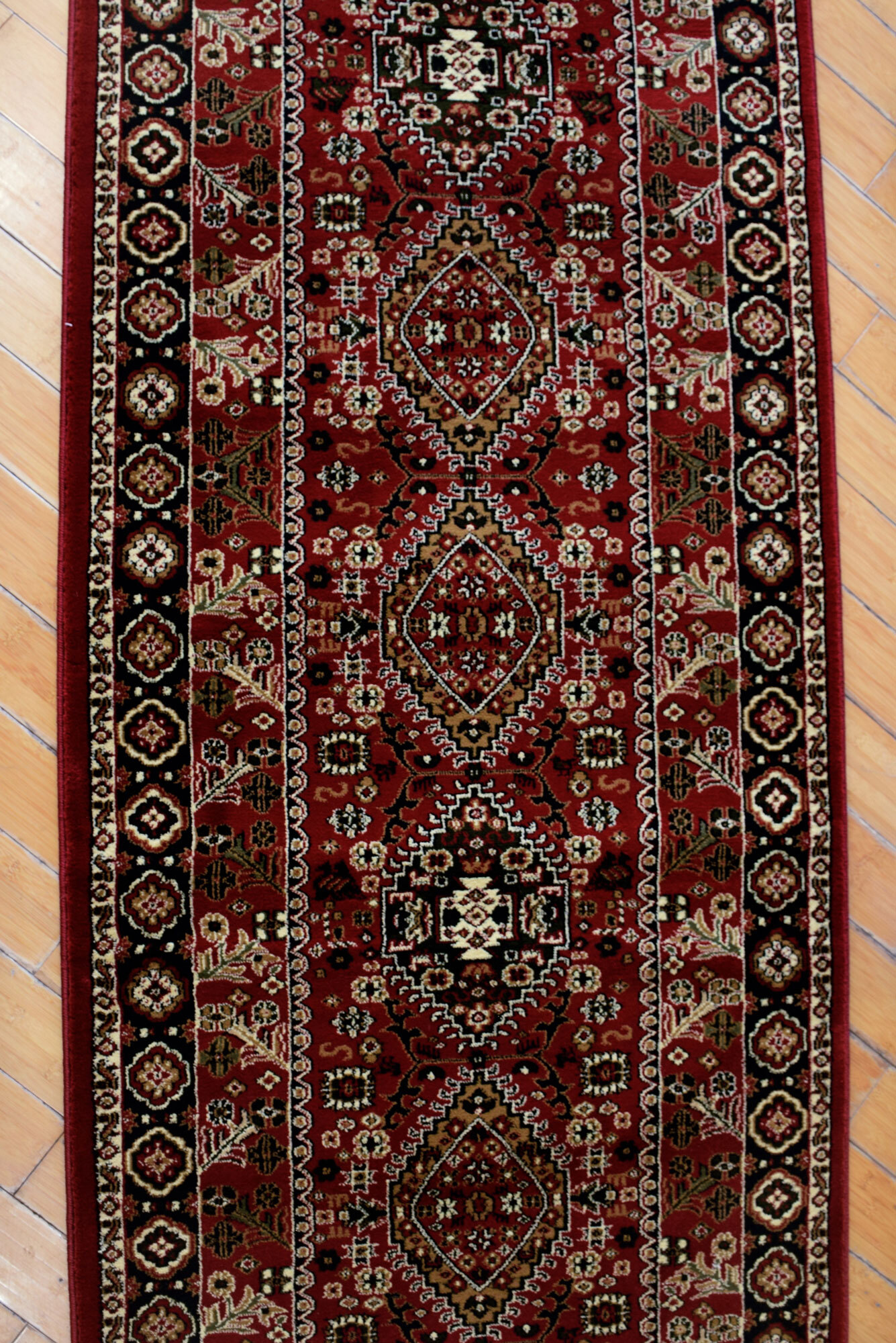 Large View Afghan Traditional Red Border Rug