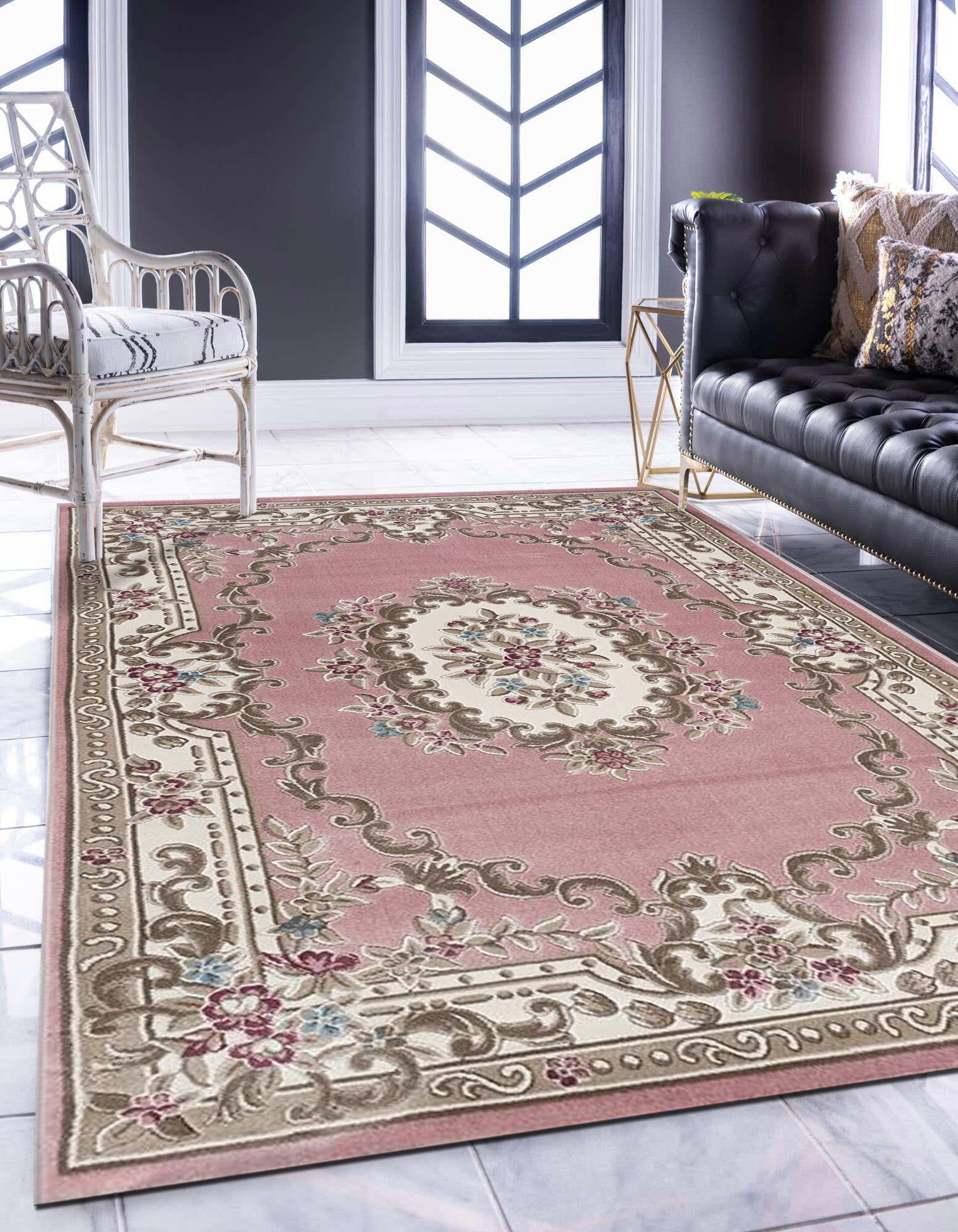 Abbie Pink Aubusson Floral Rugs
