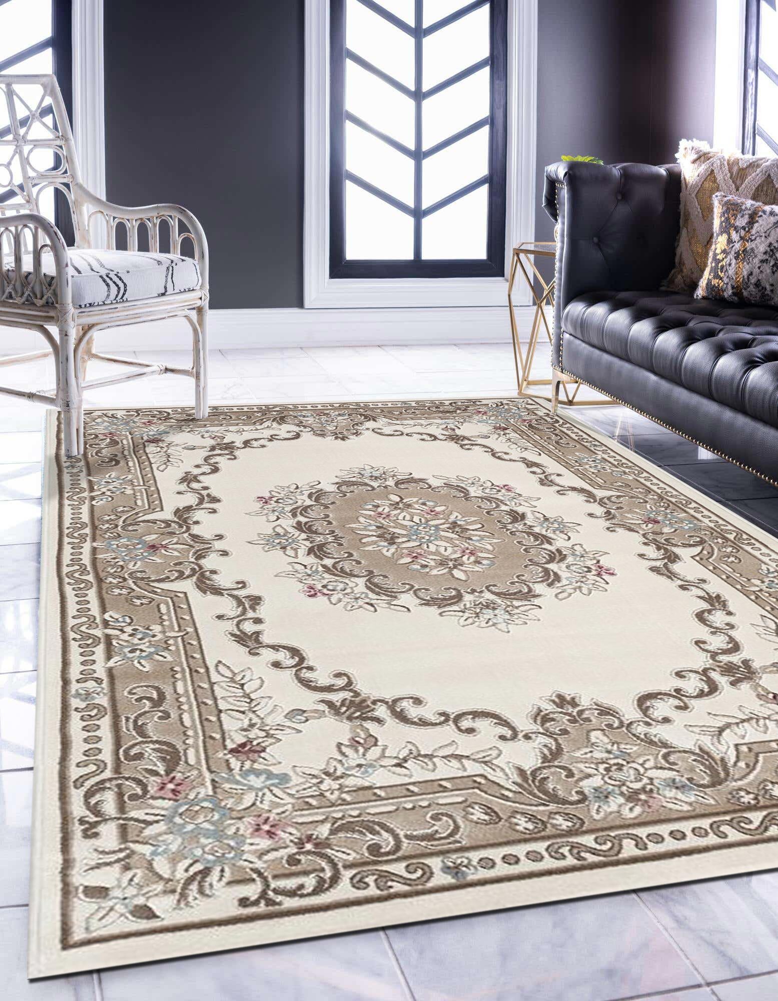 Abbie Cream Aubusson Floral Rugs