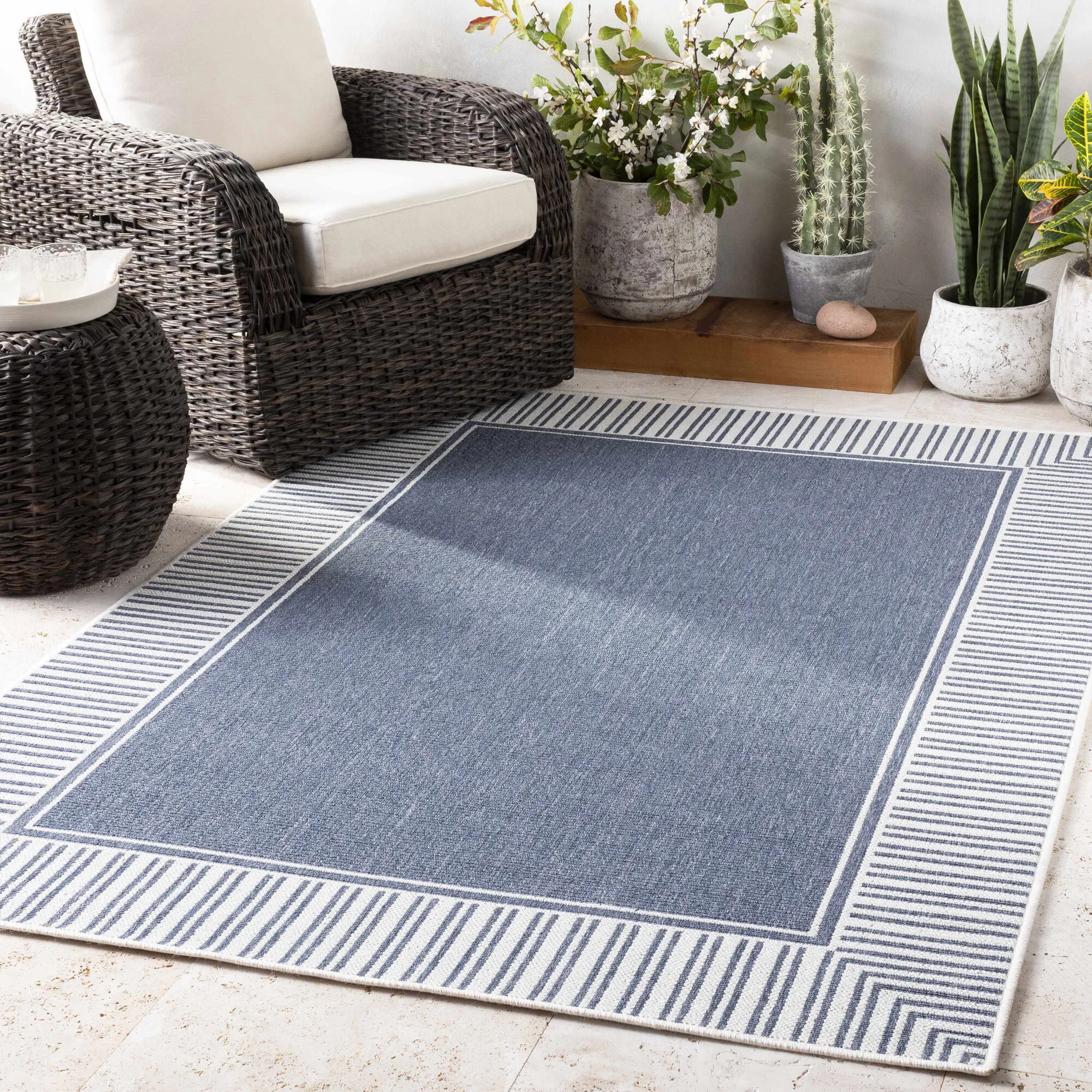 Large View Ambient Blue Indoor Outdoor Rug