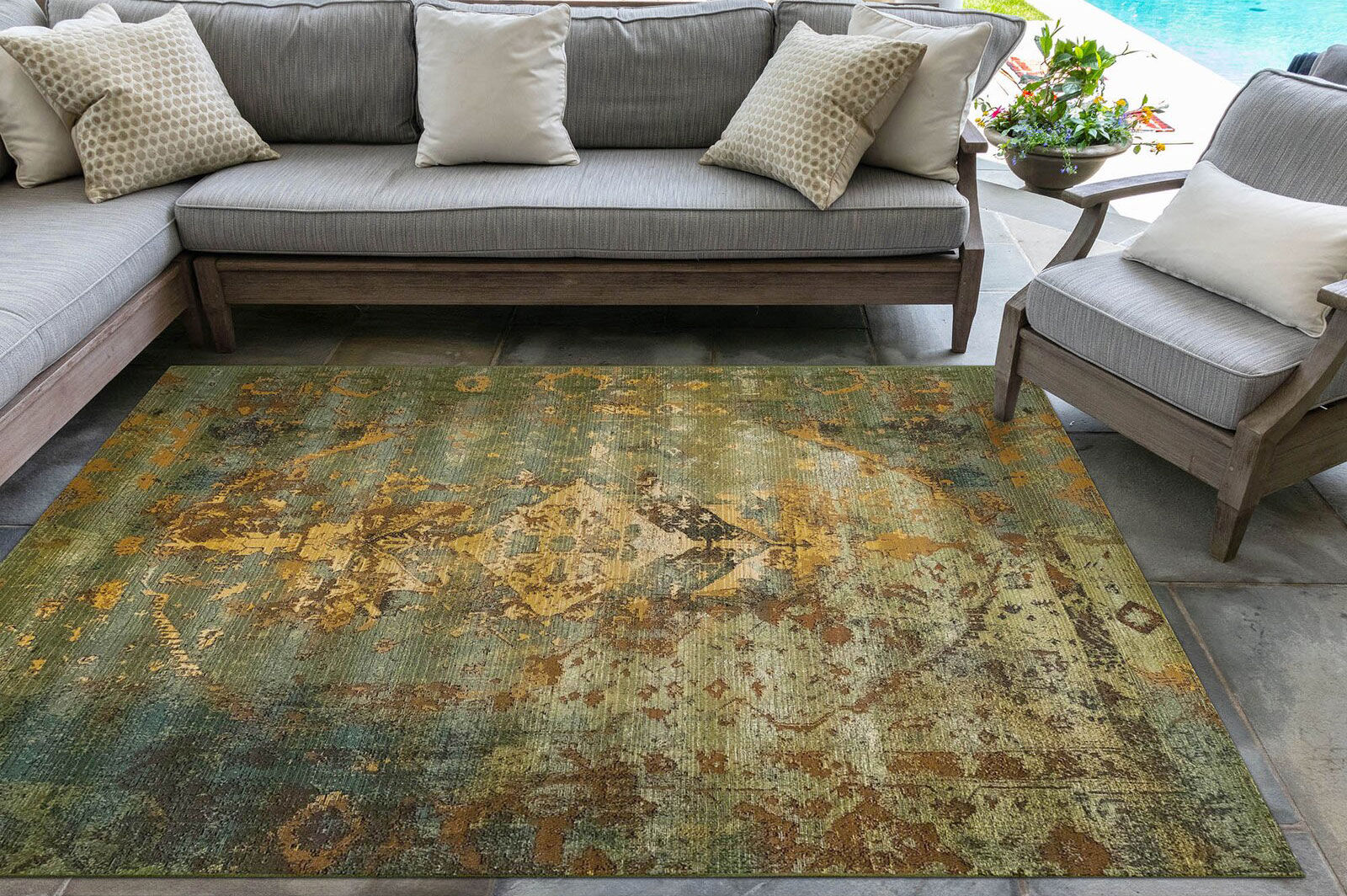 Large View Aperto Transitional Green Rug