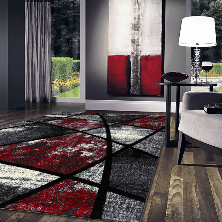 Aria Red Modern Abstract Rug