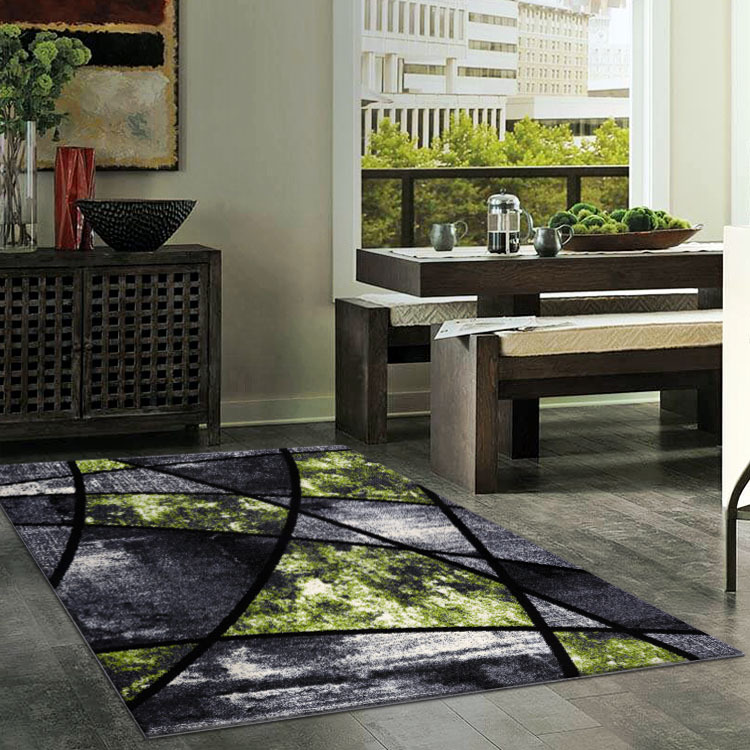 Aria Green Modern Abstract Rug