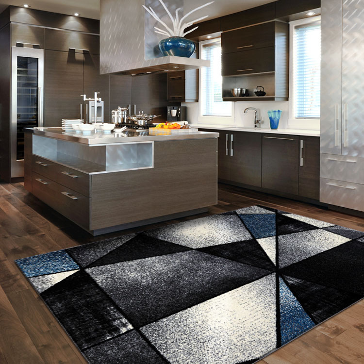Large View Aria Blue Modern Geometric Rug