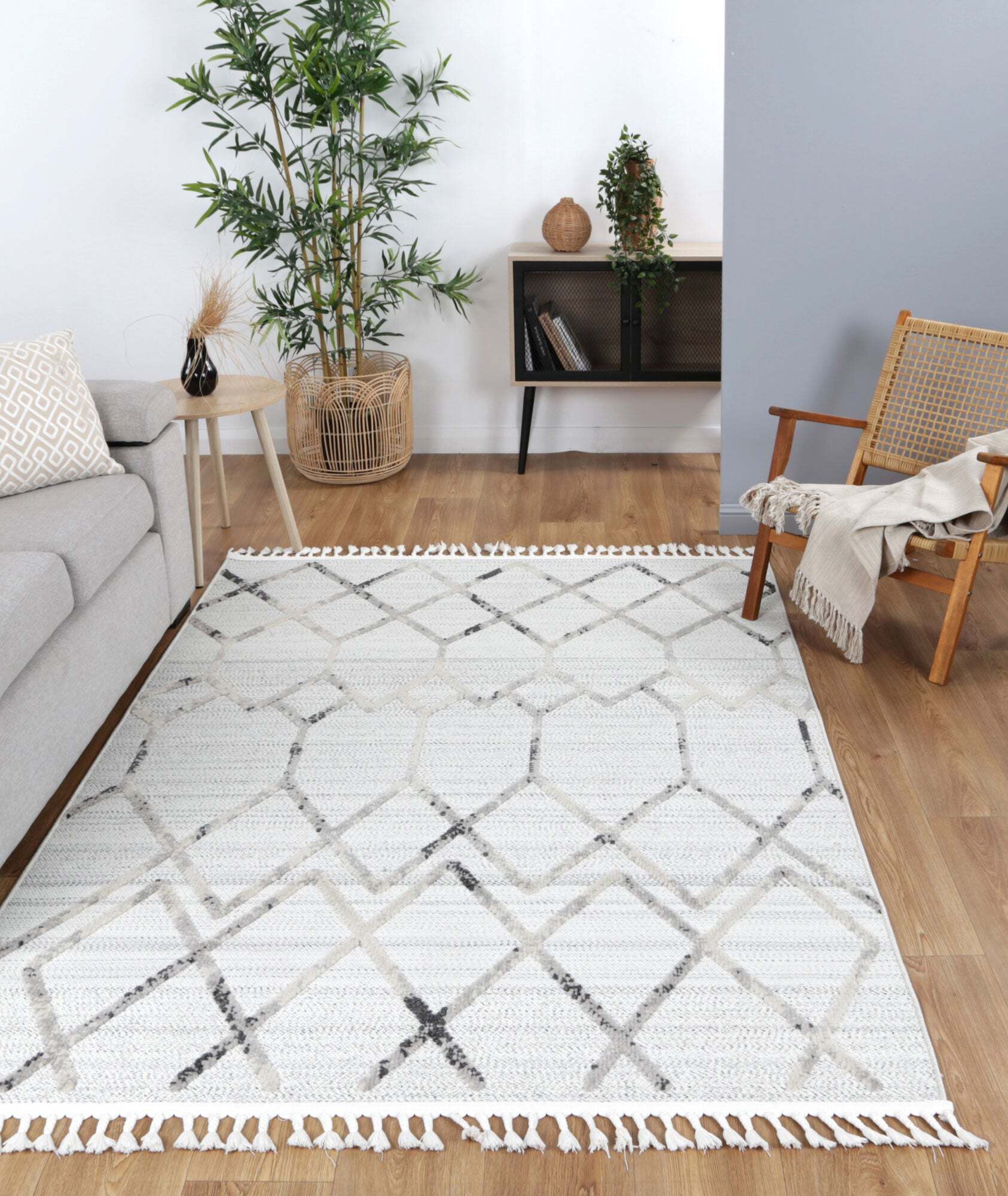 Ariel Fringed Moroccan Trellis Rug