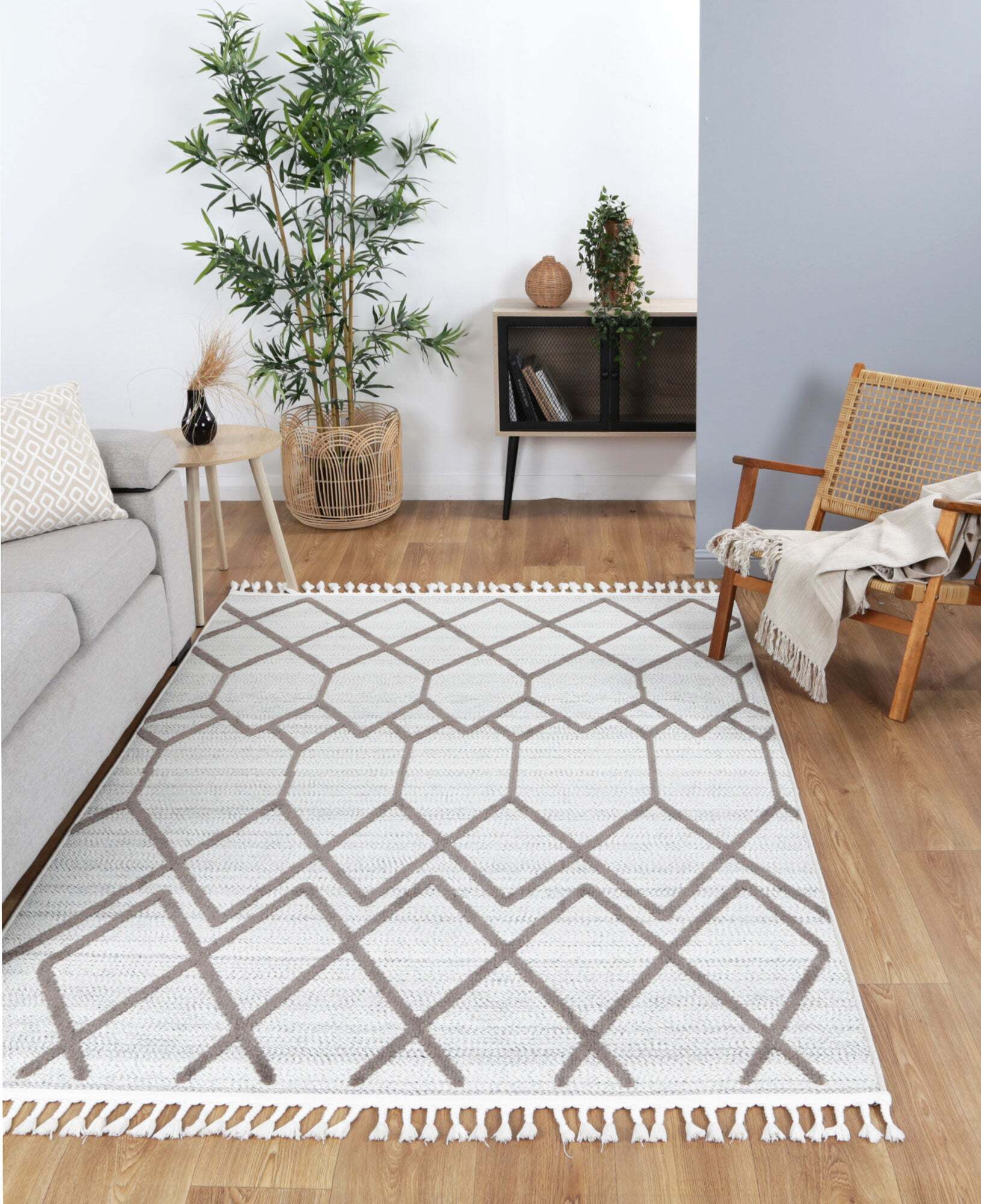 Ariel Fringed Moroccan Trellis Rug