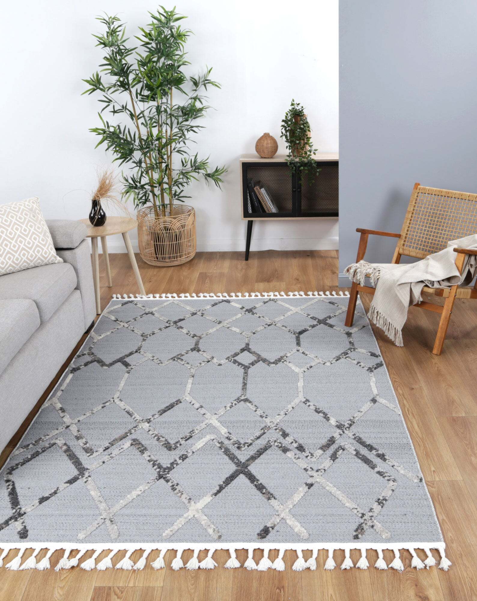 Large View Ariel Moroccan Trellis Fringed Rug