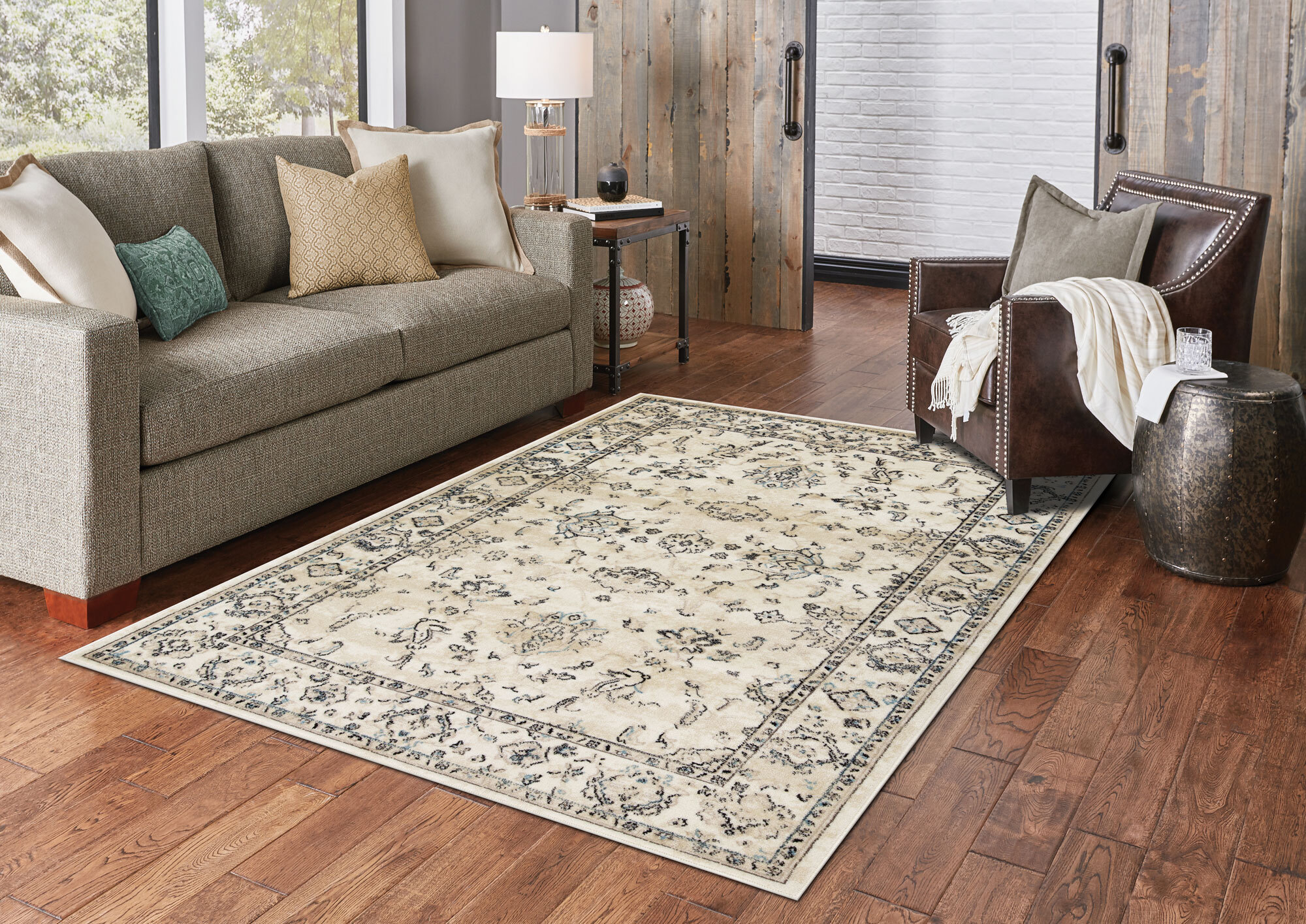 Bliss Traditional Beige Floral Rug